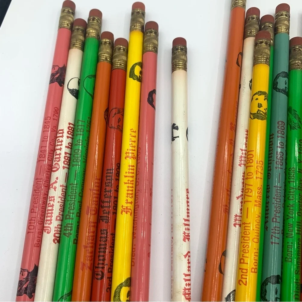 Vintage Lot Of 27 Presidents Pencils 1960s United States Pencils With Box